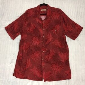 Batik Bay XLT Hawaiian Shirt Red Palm Leaves 100% Rayon